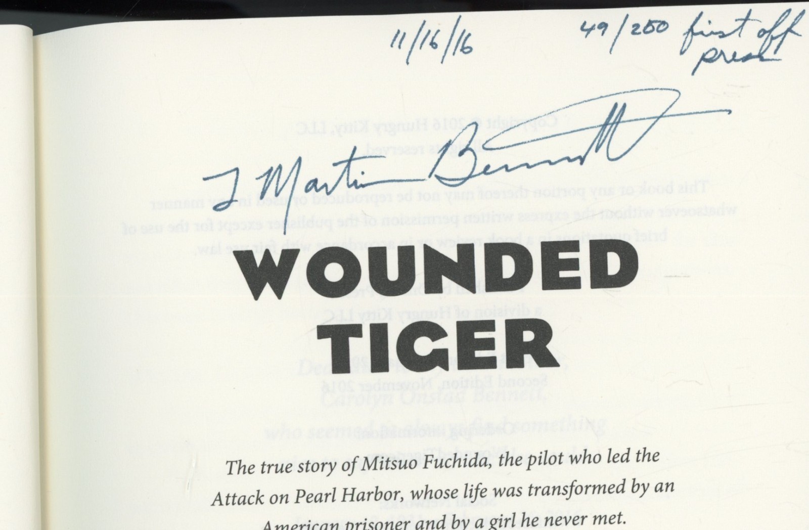 SIGNED ~ Wounded Tiger : A True Story WW 2 Japan Ace (2016, HC) VG