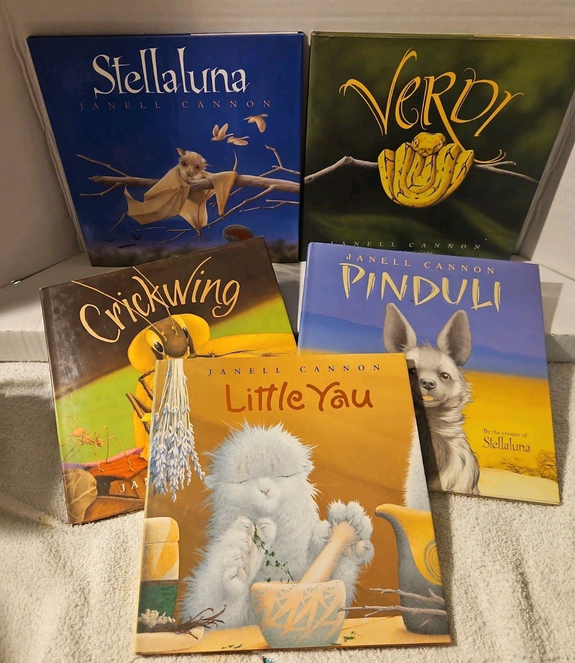 5 Janell Cannon Picture Books – Stellaluna Crickwing Verdi Pinduli Little Yau