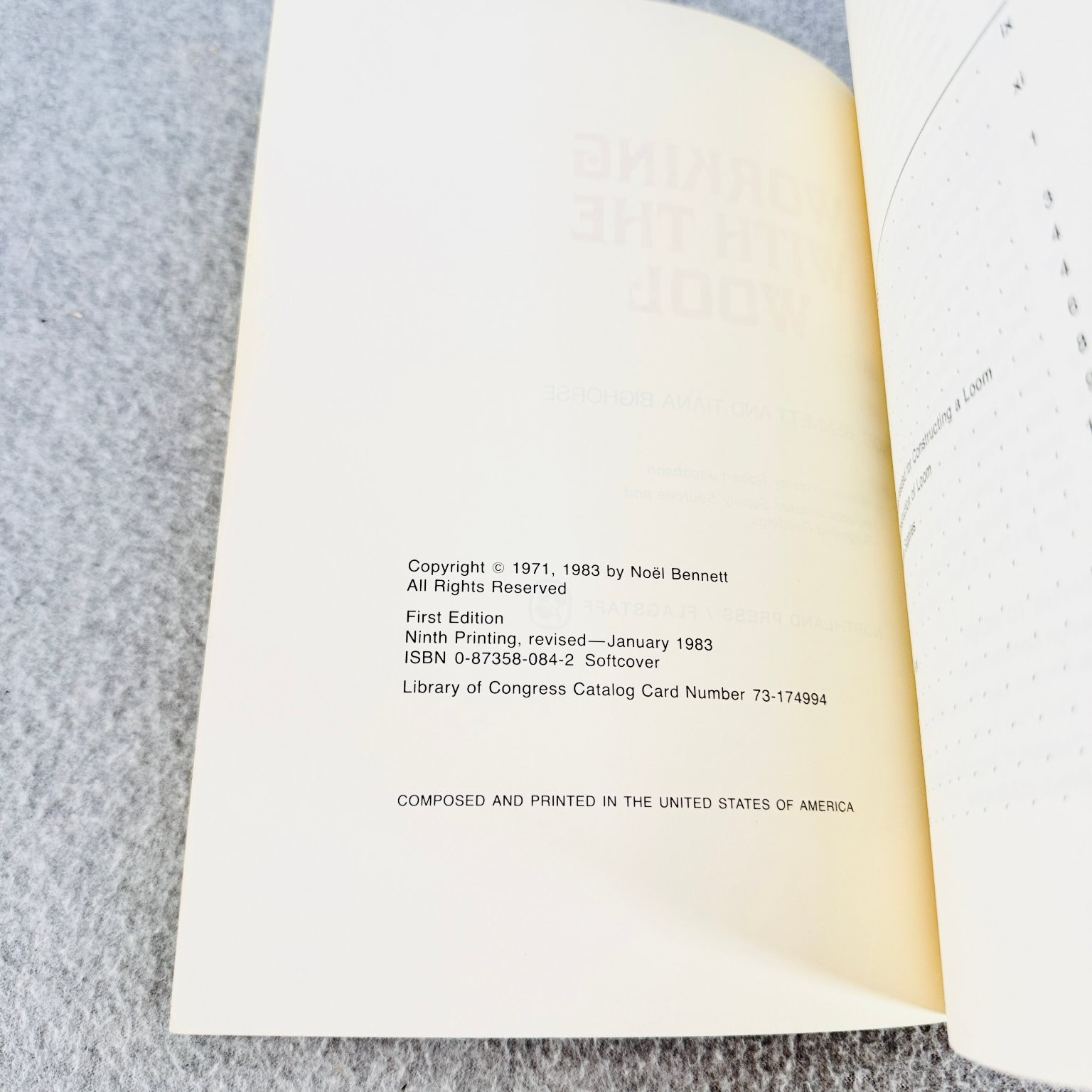 Working with the Wool by Bennett and Bighorse 1983 Navajo Rug Weaving Book