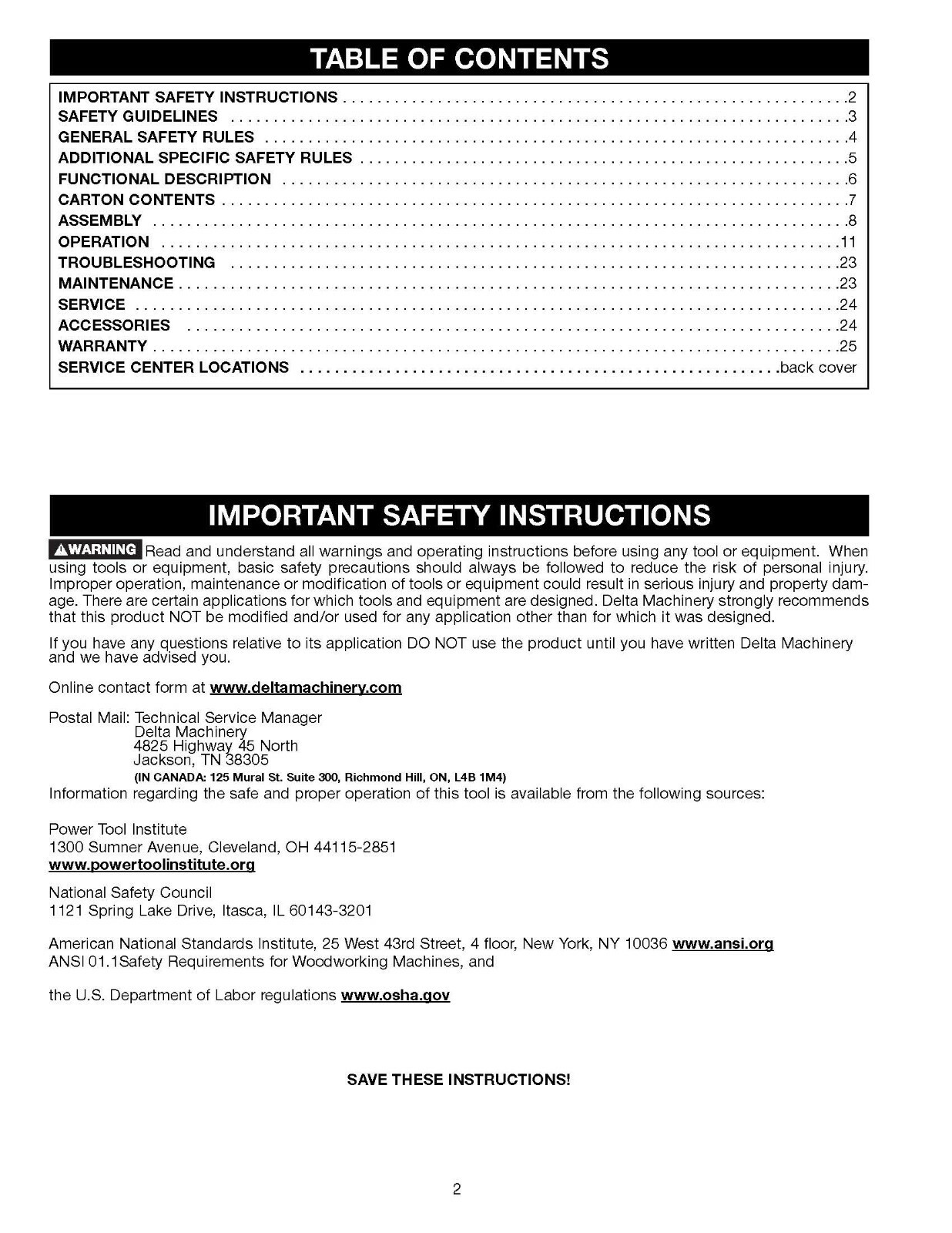 Delta 24″ Planer 22-470 Three Phase Instruction Manual SPIRAL BOUND