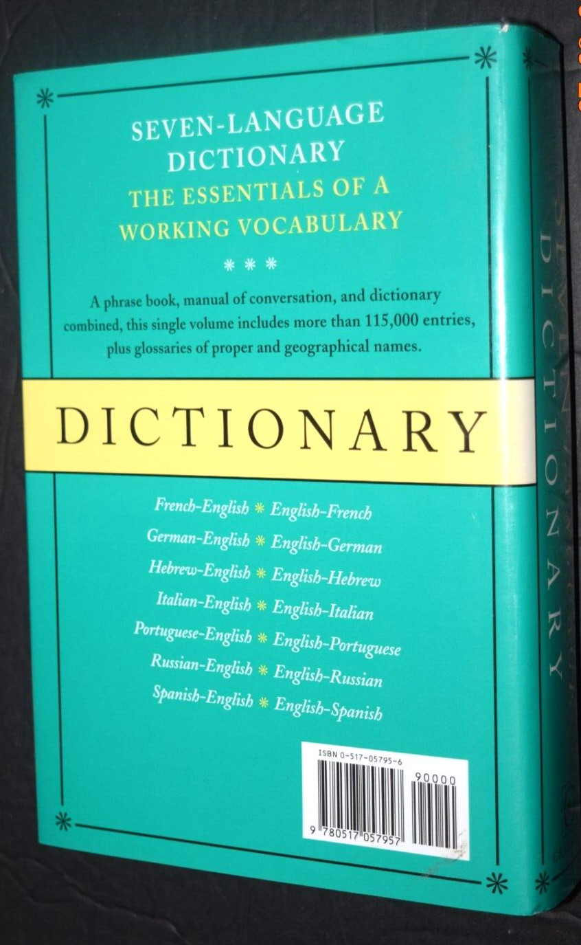 “SEVEN LANGUAGE DICTIONARY,” Hard Cover Book, 828 Pages, Like-New (c) 1978