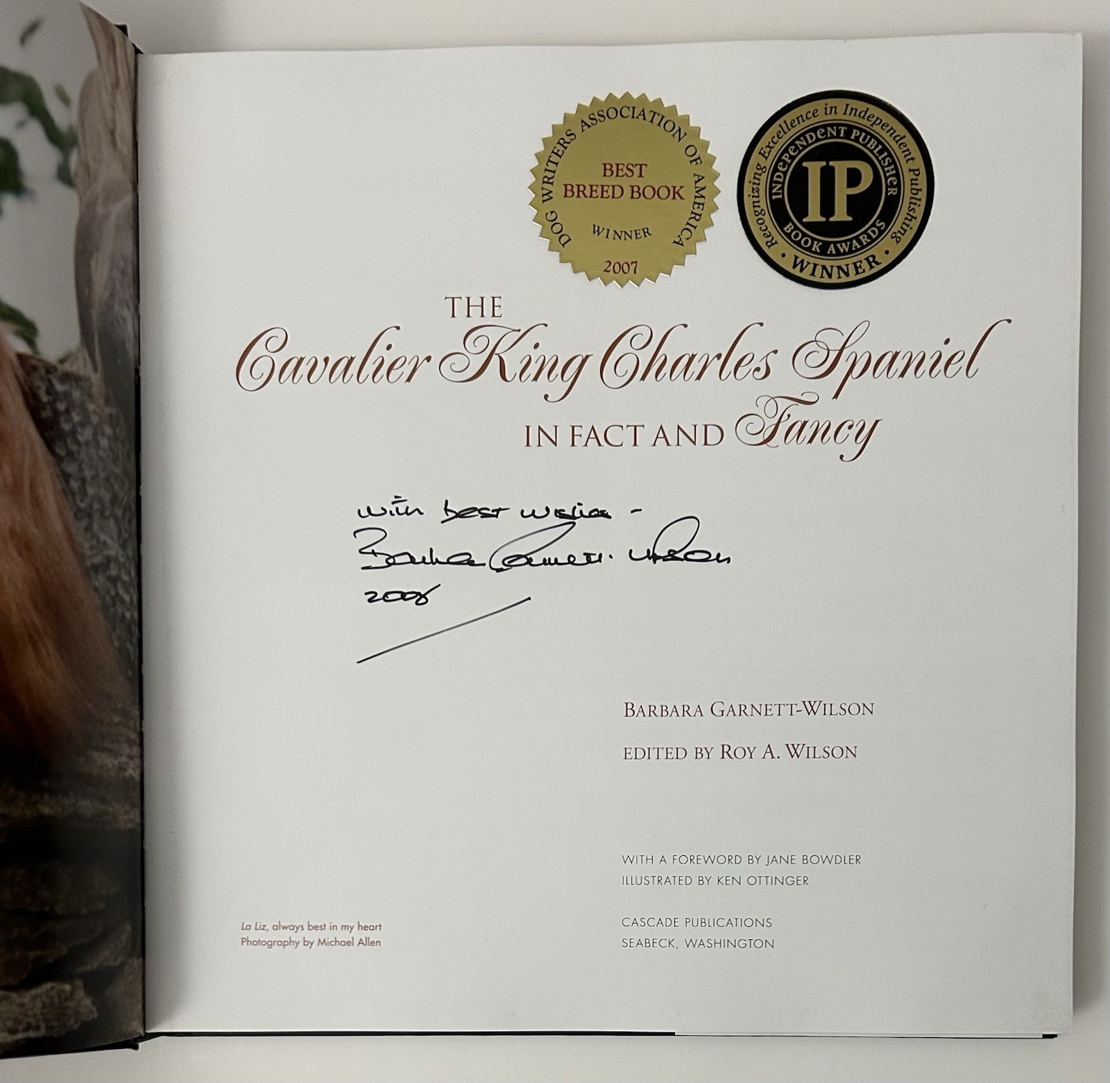 SIGNED Cavalier King Charles Spaniel by Garnett-Wilson (2007, Hardcover)