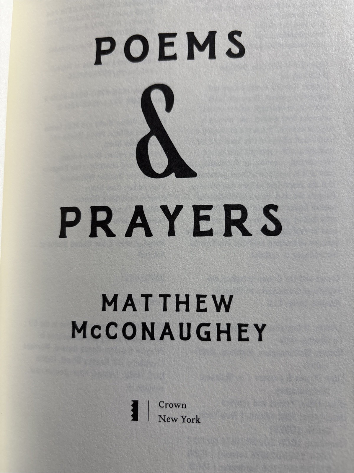 Signed Poems & Prayers By Matthew McConaughy(2025, Hard Cover), 1st Ed.