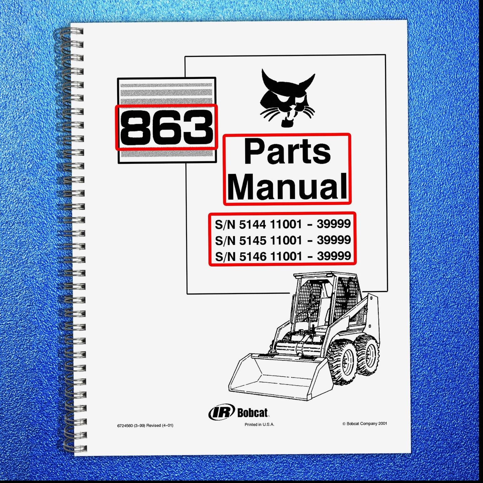 BOBCAT 863 Skid Steer Loader Parts Manual SN 514411001 Up 2001 – COIL BINDING