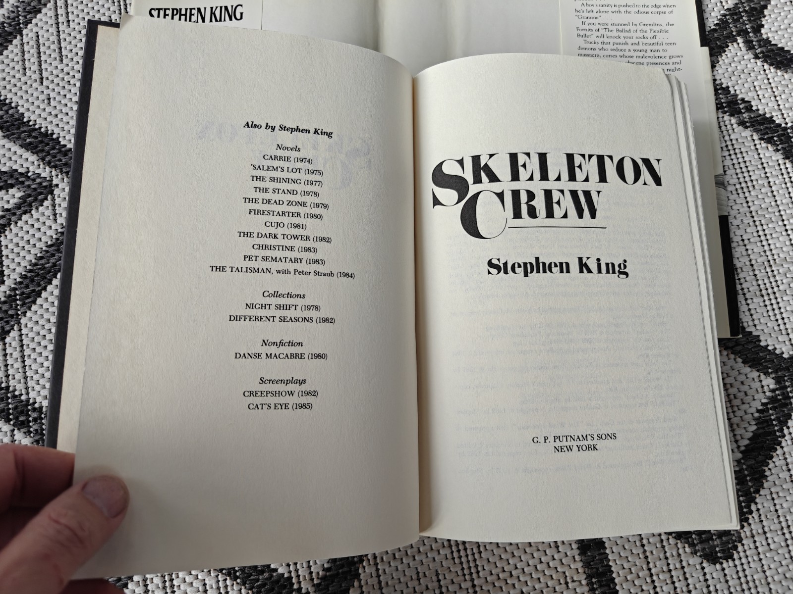 Skeleton Crew by Stephen King Hardcover Book HBDJ Copyright 1985 Bce HB 1 R