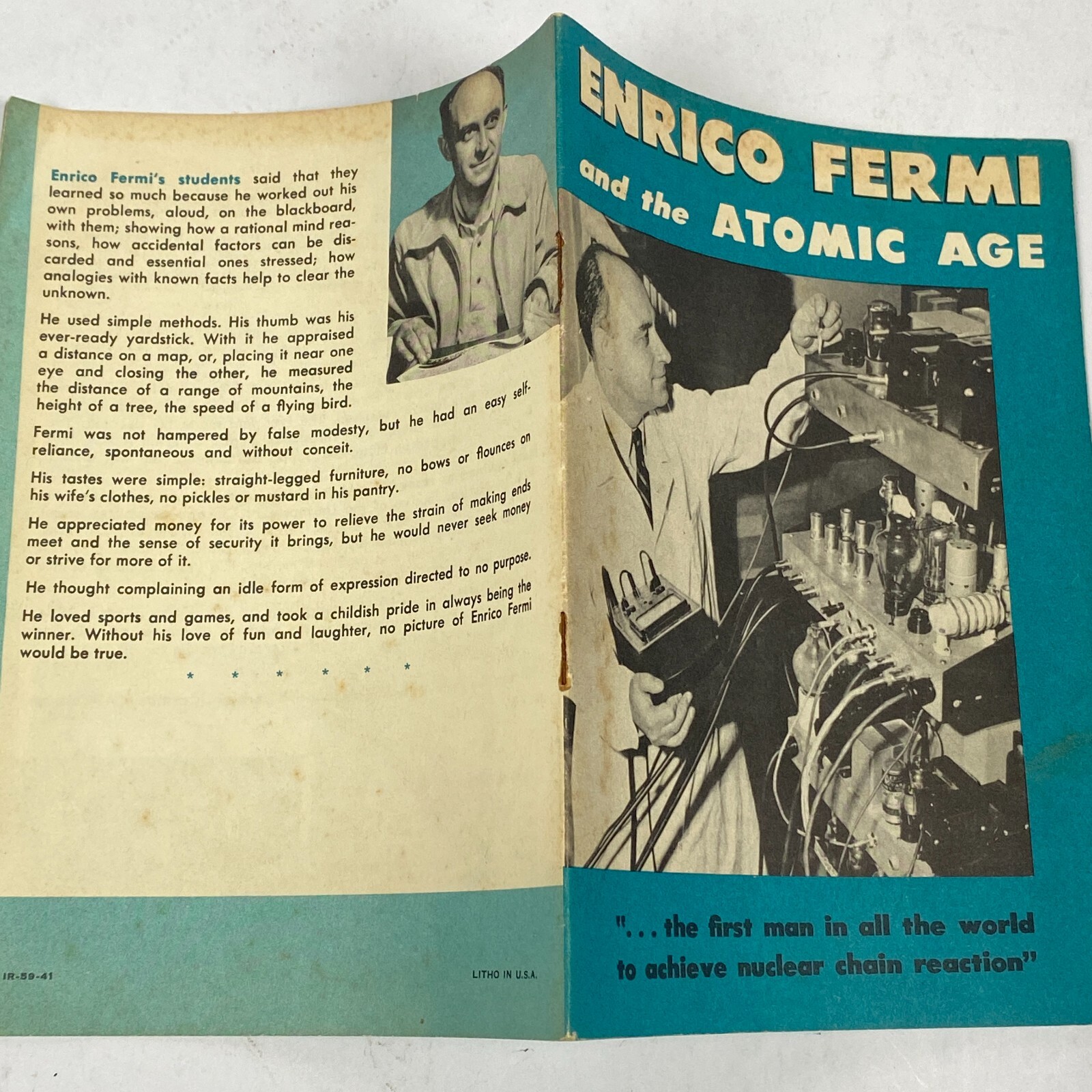 1959 Enrico Fermi and the Atomic Age 12 Page Booklet Cold War USA Americana