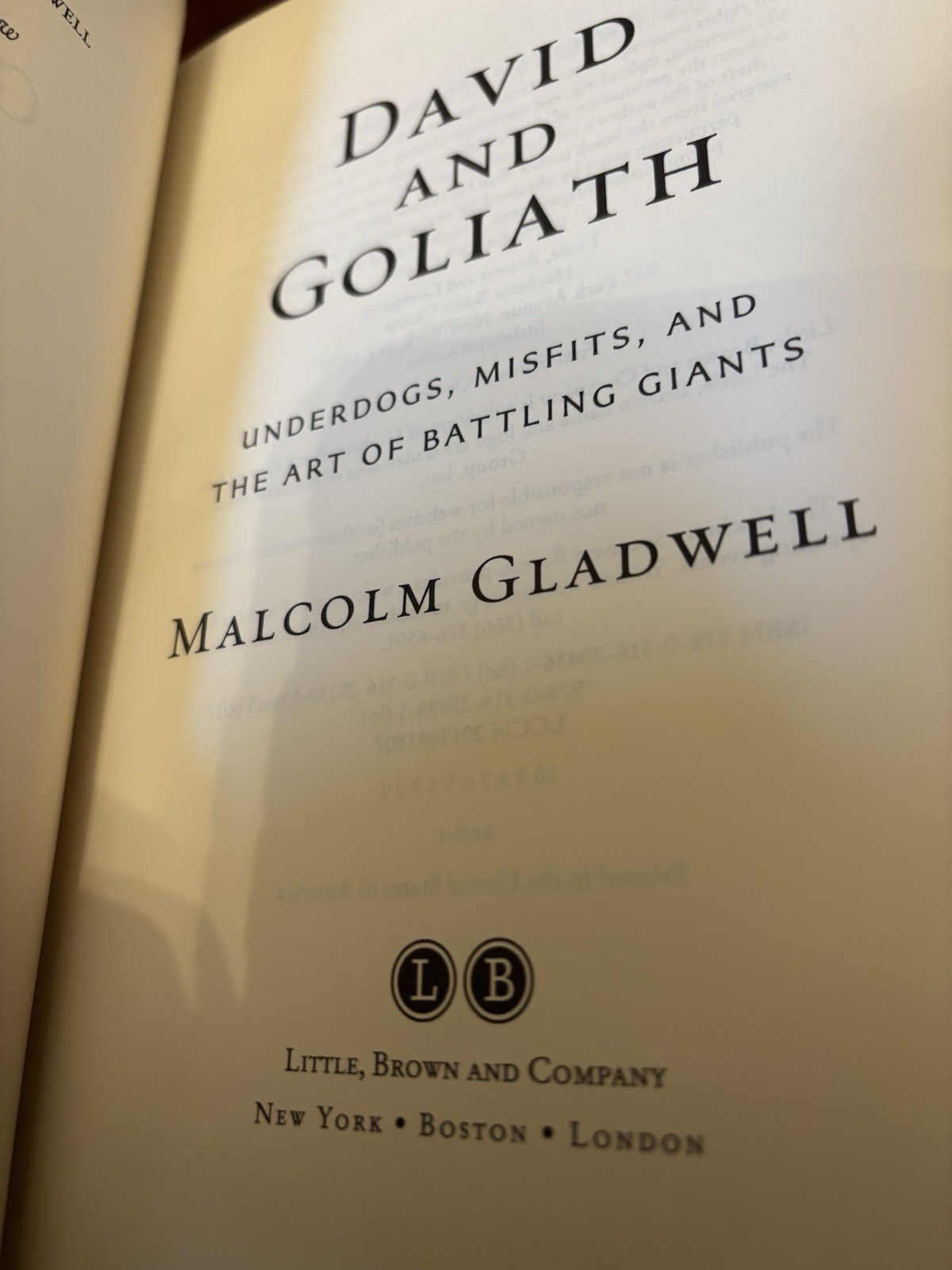 David and Goliath. Malcolm Gladwell. 1st HC Ptg. LB 2013. Near Fine Unread