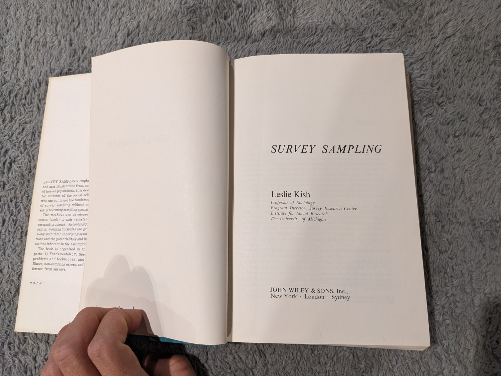 Survey Sampling Leslie Kish 1967 Second Edition John Wiley And Sons Hardcover