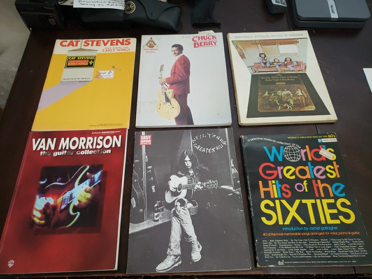 Lot Of 6 Guitar Songbooks Neil Young Chuck Berry Cat Stevens Van Morrison Etc