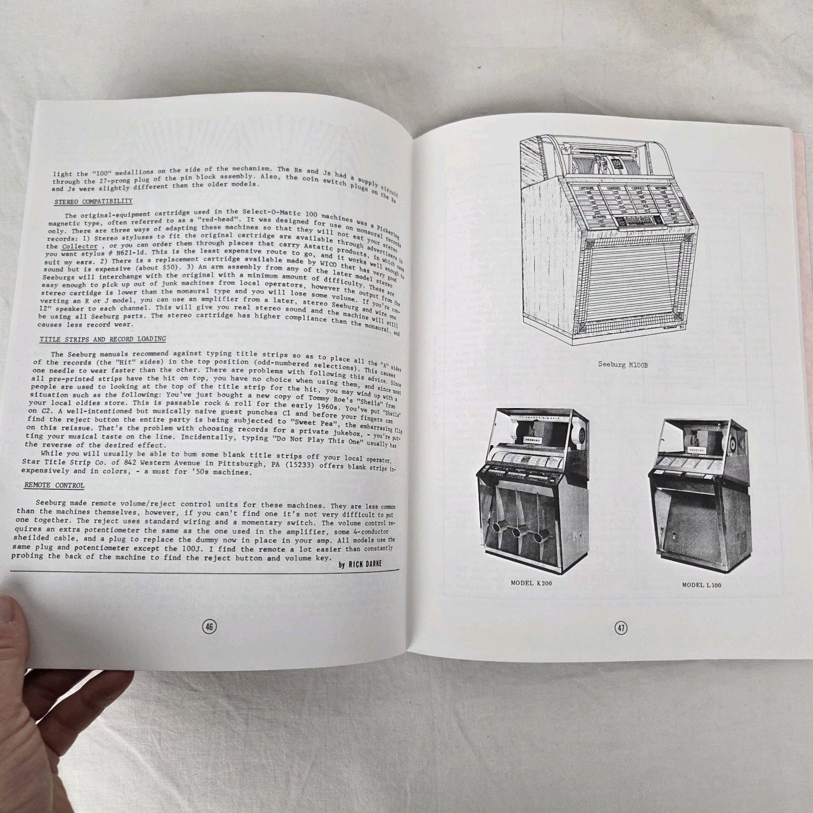 Jukebox Restoration Articles Tips & Techniques Wurlitzer Repair Reference Book