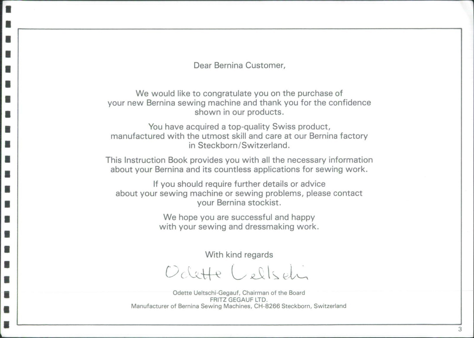 BERNINA 940 950 Favorit Industrial Instruction Manual – WIRE-LOCK BOUND – JACKET