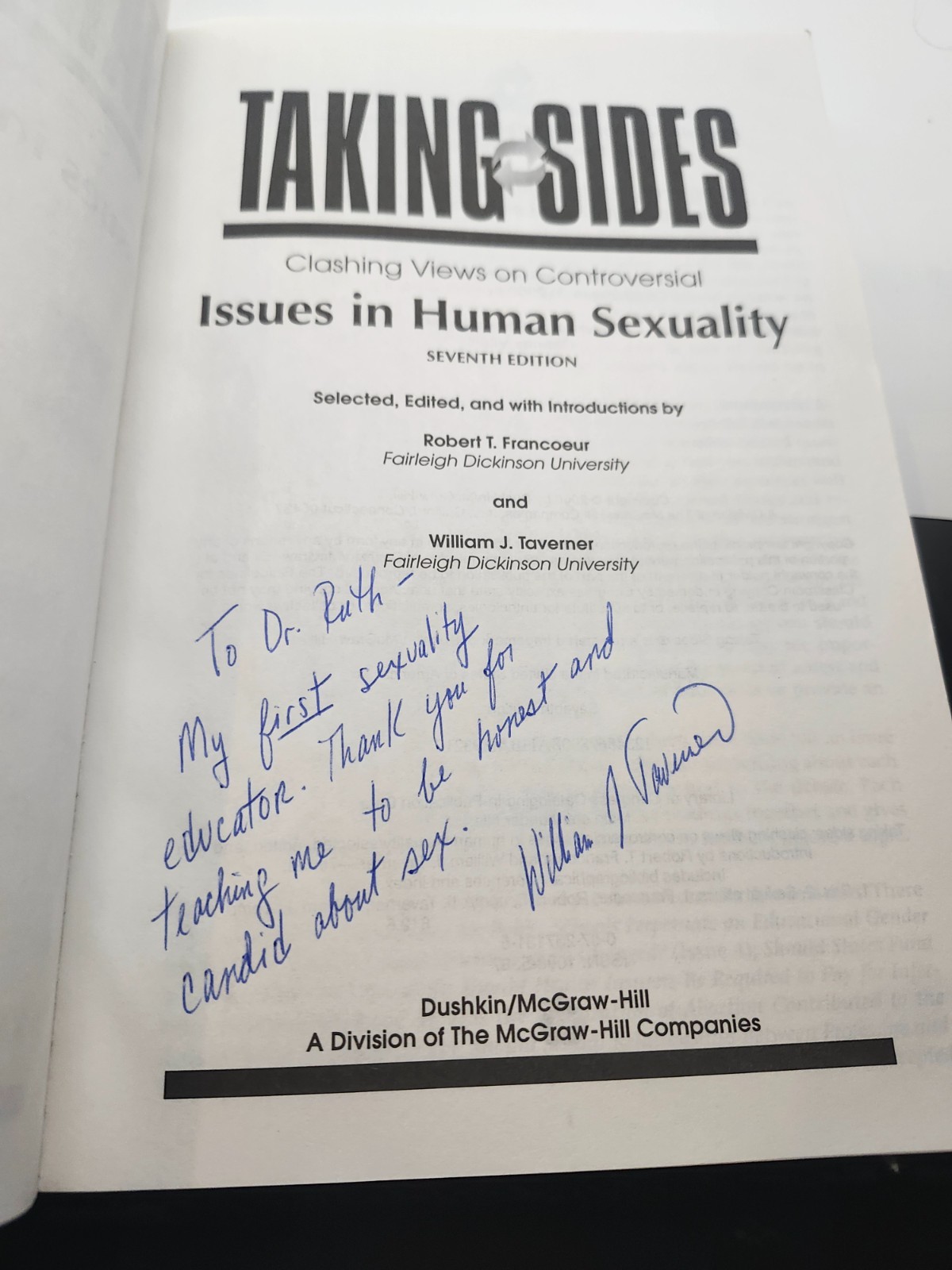 Taking Sides: Clashing Views on… by William J. Taverner **Signed by Author**