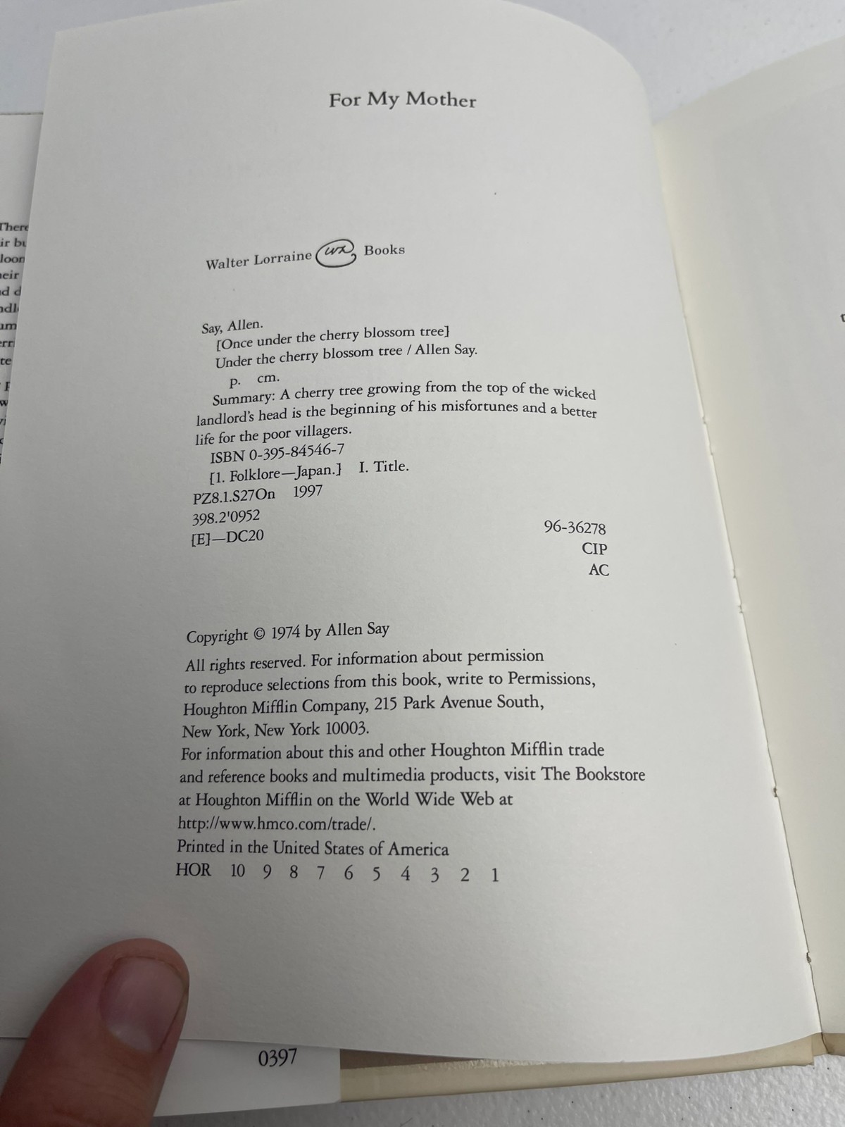 Under the Cherry Blossom Tree – Allen Say 1997