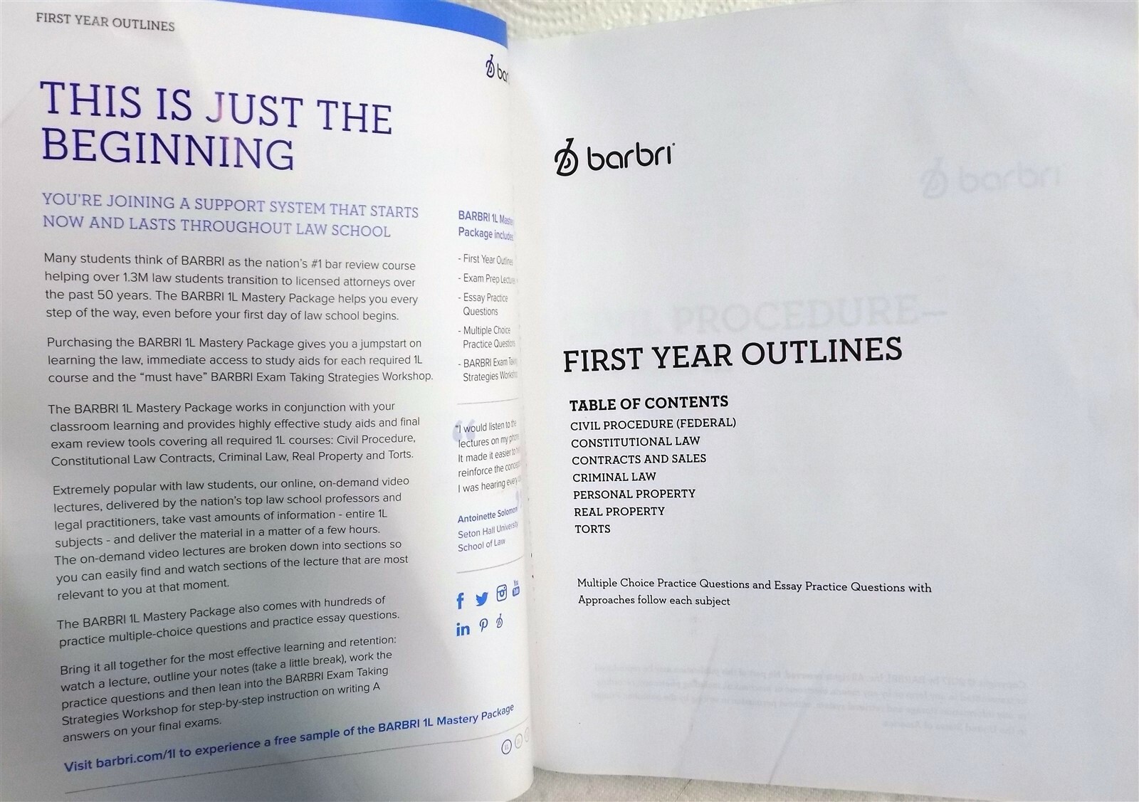 Barbri First Year Outlines! 2017! Paperback Never Used