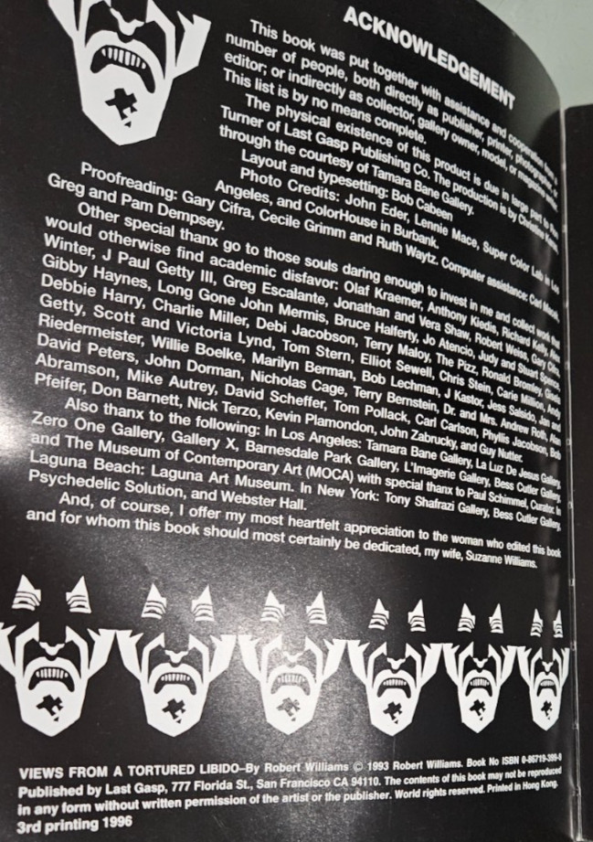 robert robt. williams VIEWS FROM A TORTURED LIBIDO softcover last gasp
