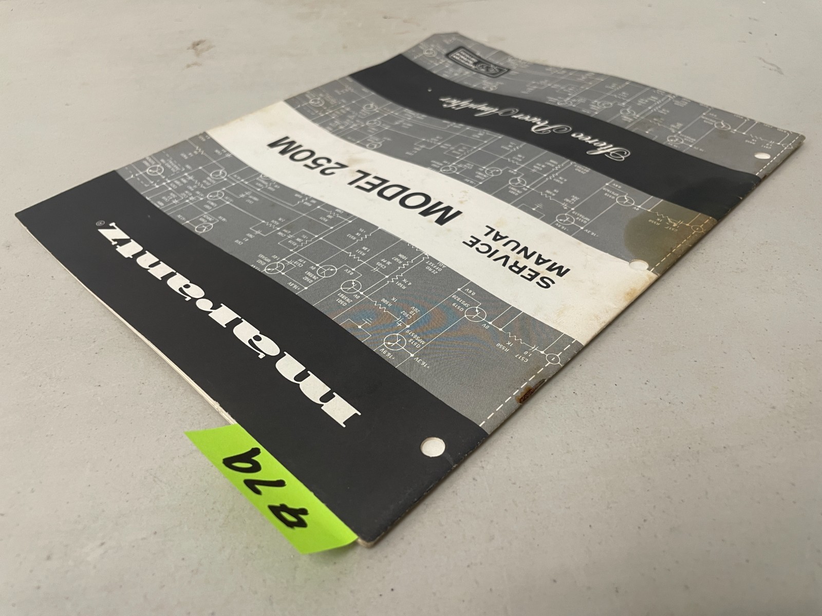 Marantz Model 250M Stereo Power Amplifier Service Manual. Vintage original.