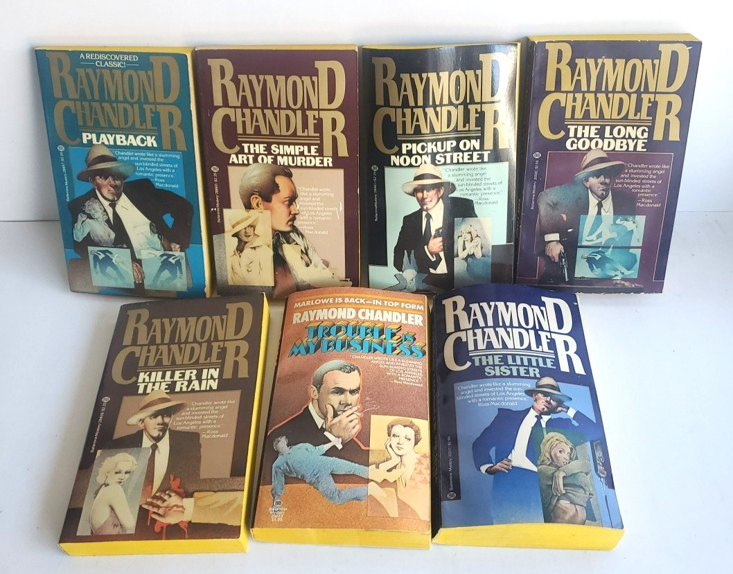 RAYMOND CHANDLER VTG LOT of 7 PB Simple Art Of Murder Little Sister Killer Rain