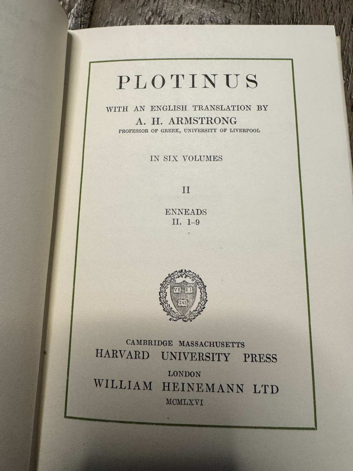 Plotinus Enneads Vol 1, 2, 3 translated by H. Armstrong – Loeb Classical Library