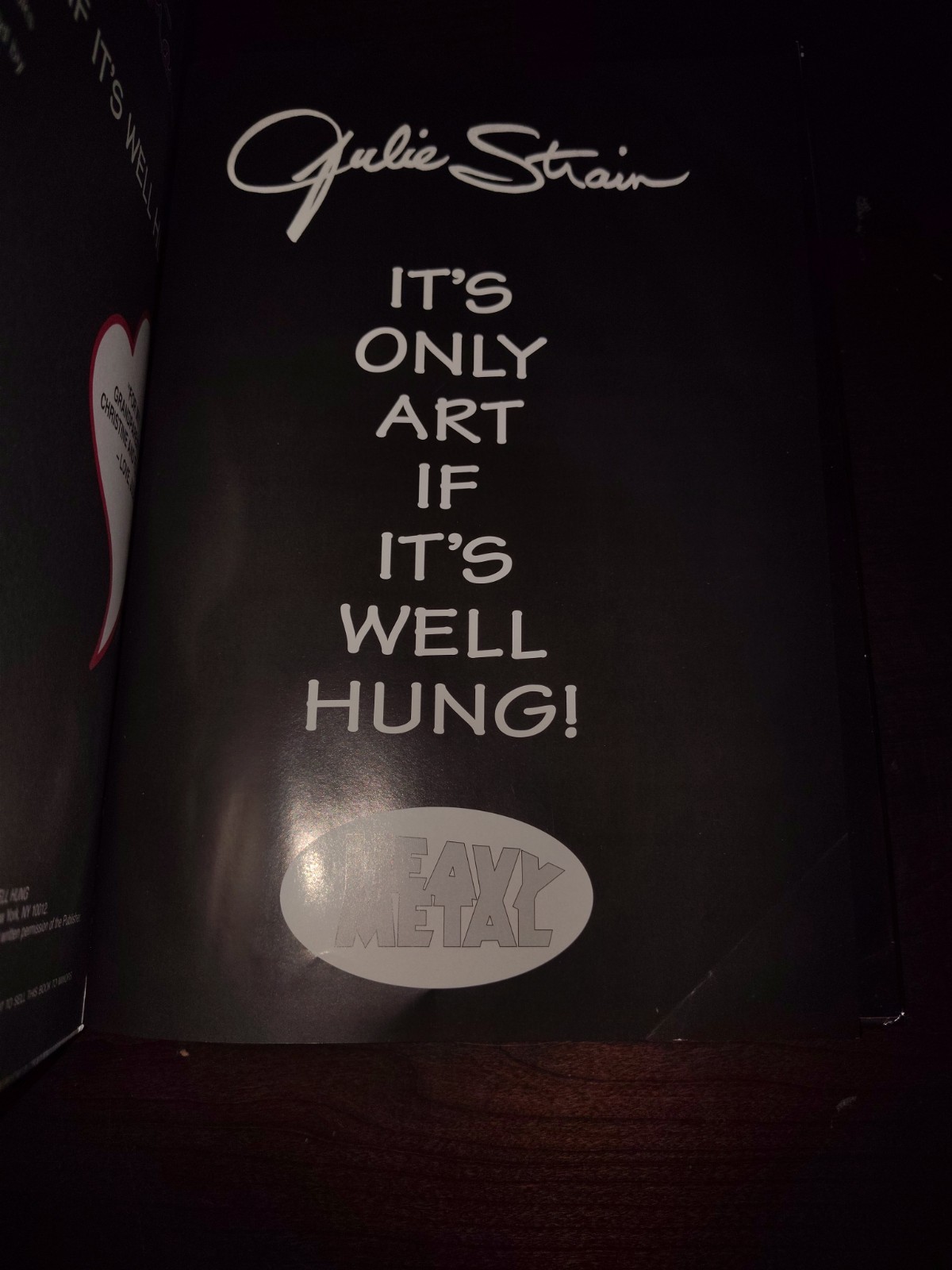 It’s Only Art If It’s Well Hung by Julie Strain ~ 1995 First Edition Hardcover
