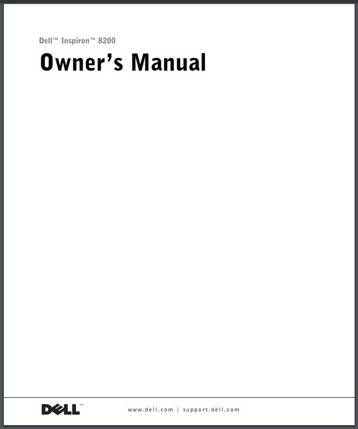 Dell Inspiron 8200 Owner’s Manual: 162 Pages, Coil Bound, Protective Covers
