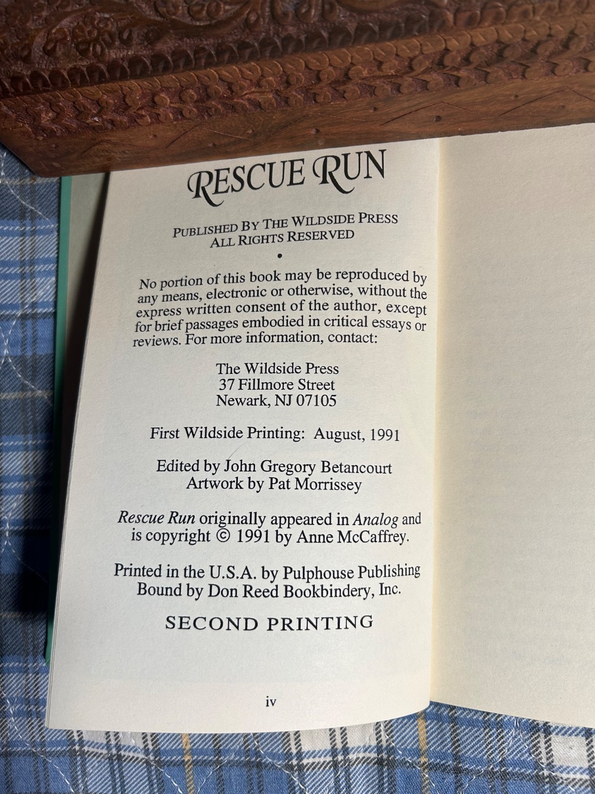 Rescue Run by Anne McCaffrey, Autographed copy. 2nd printing by Wildside Press