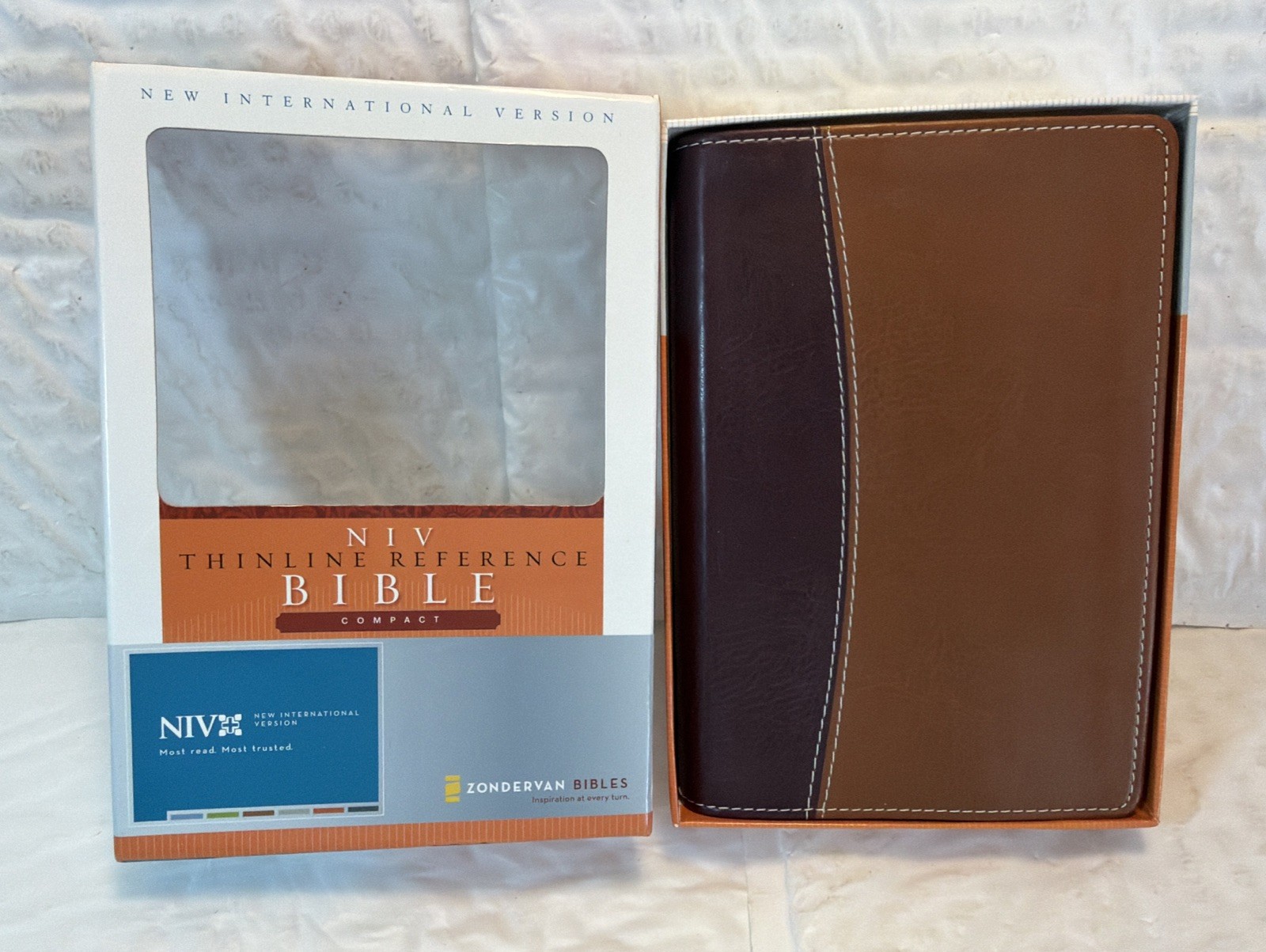 NIV 1984 Compact Thinline Reference Bible *6.3pt* Burgundy/Tan LS *NEW!!