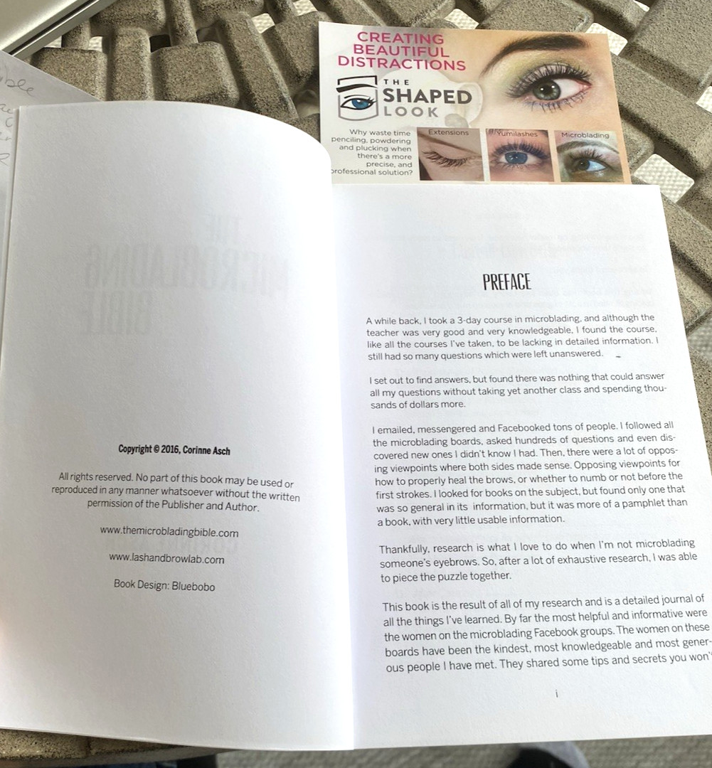 The Microblading Bible by Corinne Asch. 2017, 135 Pages, Trade Paperback