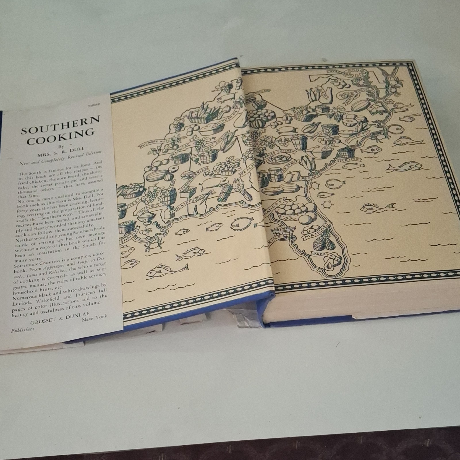 Mrs. S. R. Dull Southern Cooking HC 1941 Grosset & Dunlap Illus DJ Vintage