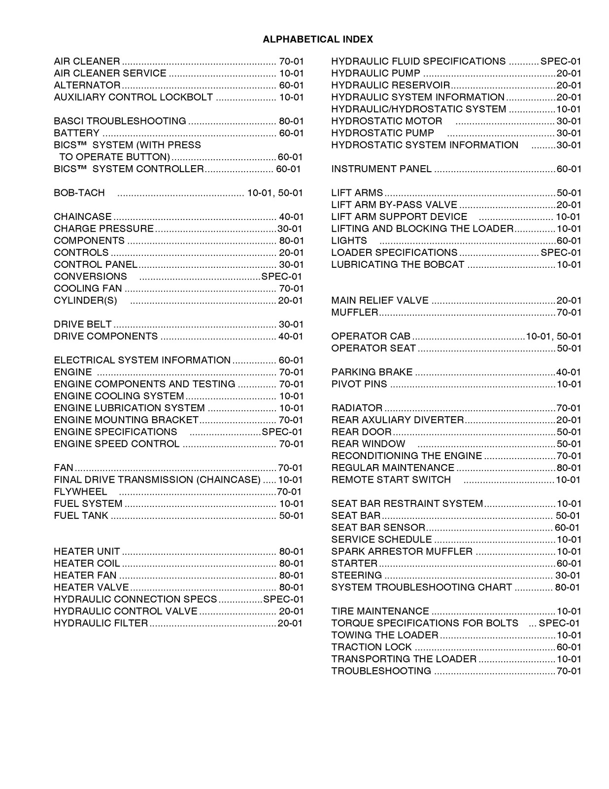 BOBCAT 463 Skid Steer Loader Service Manual 2006 SN 522111001 Up, FOLDOUTS