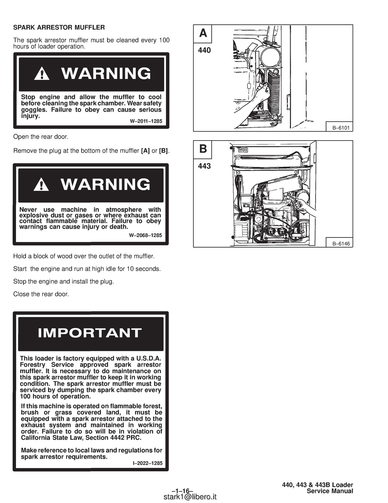 BOBCAT 440 443 443B Skid-Steer Loader Service Manual 1995, FOLDOUTS