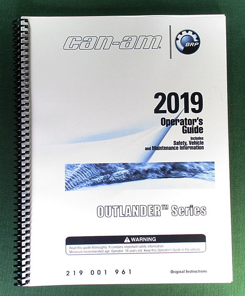 2019 Can-Am Outlander 1000R Owner’s Manual: 220 Pages & Protective Covers!