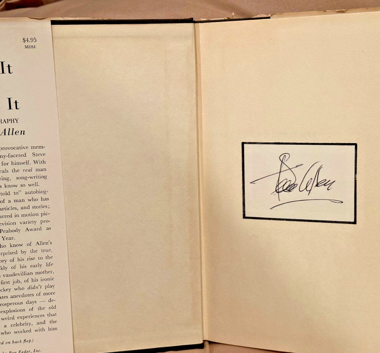 Steve Allen Mark it and Strike it Signed autobiography hard cover book see pics!