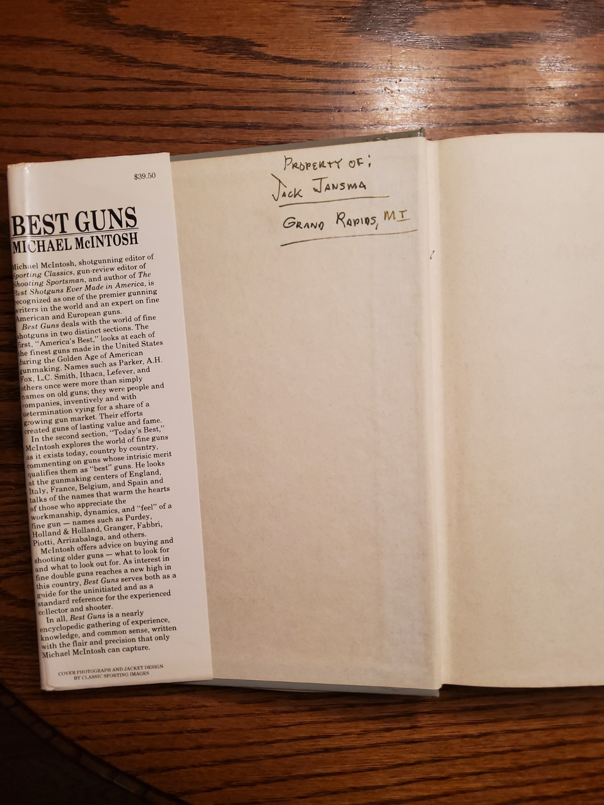 Best Guns – Michael McIntosh – SIGNED! 1989 First Edition – Countrysport Press
