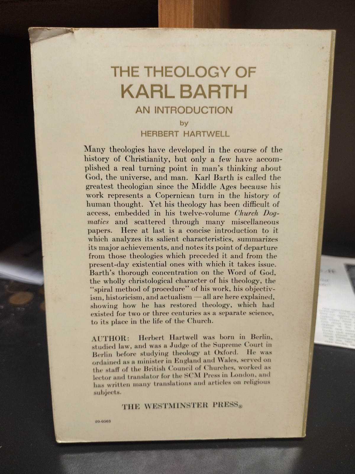 The Theology of Karl Barth An Introduction Herbert Hartwell Westminster Press
