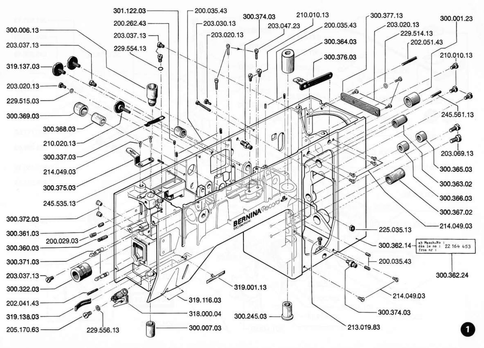 BERNINA 930 Record Sewing Machine Illustrated Parts List Manual , FOLDOUTS
