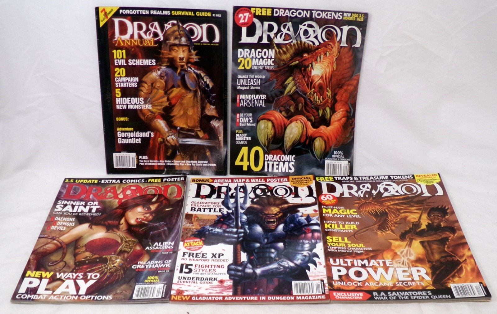 Dragon Magazine Lot of 5 Issues 2000 Annual 302 303 306 308 Wizards of the Coast