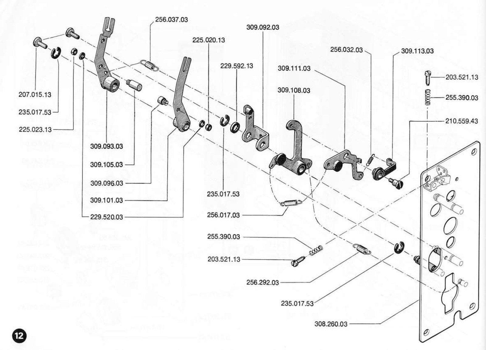 BERNINA 930 Record Sewing Machine Illustrated Parts List Manual , FOLDOUTS
