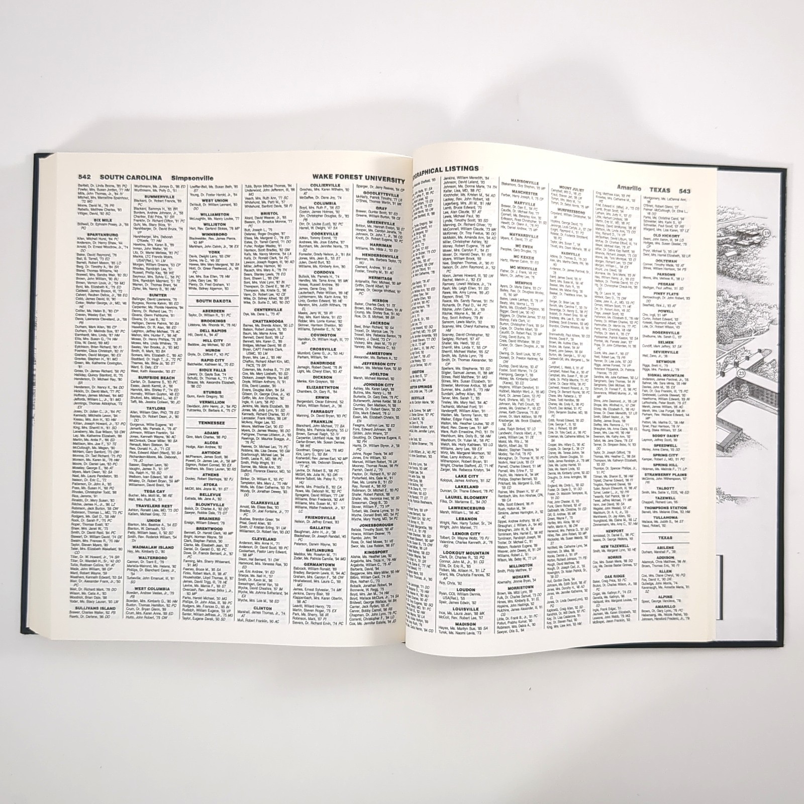 Wake Forest University Alumni Directory 1994 Hardcover Book College Reference