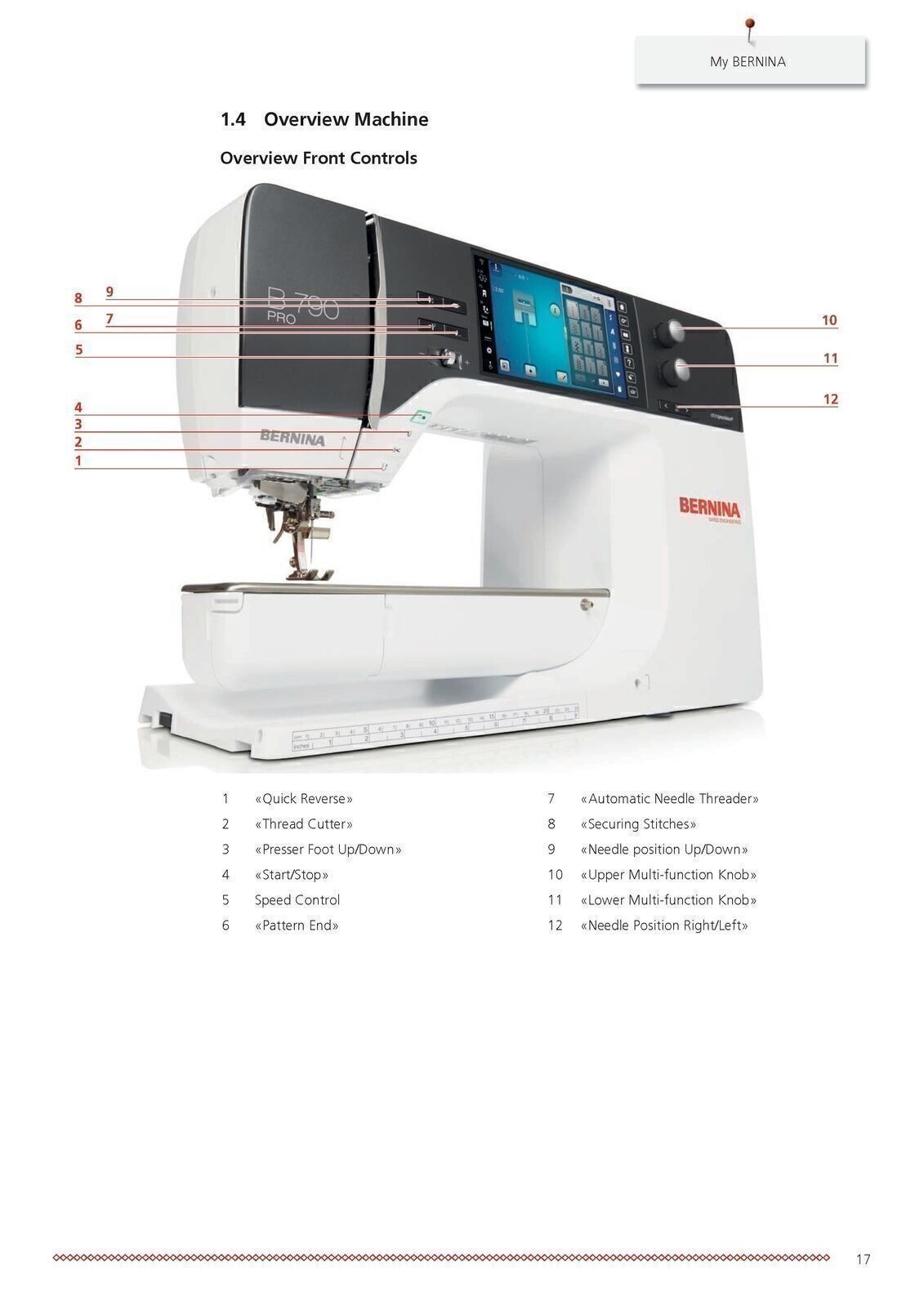 BERNINA 790 PRO User Instruction Manual , 250 Color Pages, TOUGH BINDING