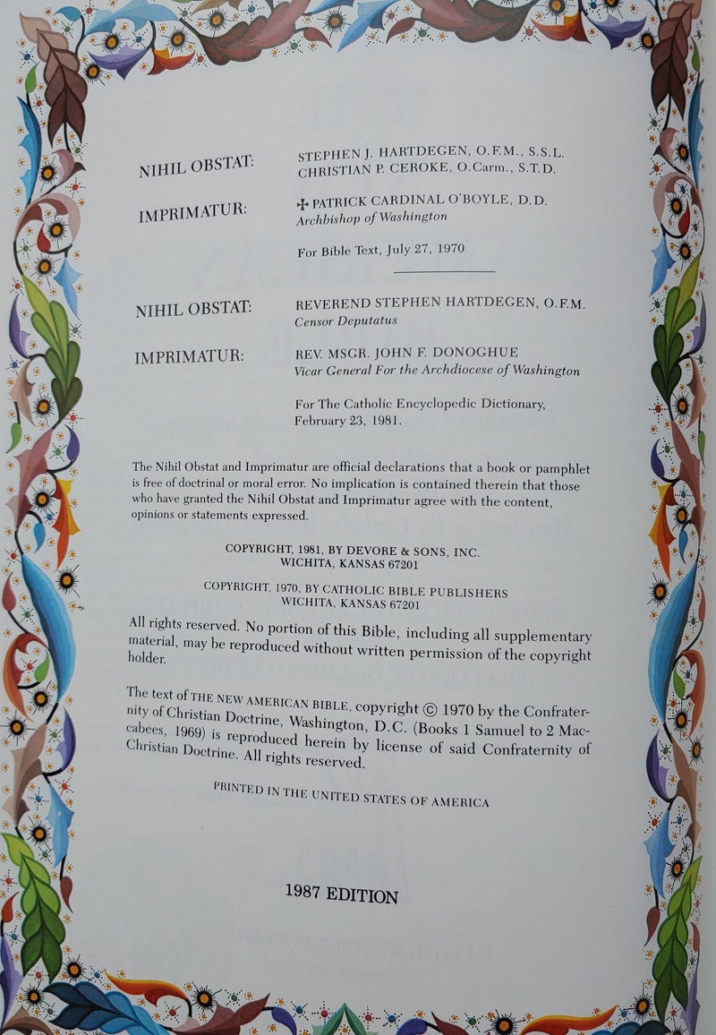 Vintage Holy Bible Catholic Heirloom Edition 8.75×11.5″ The New American Bible