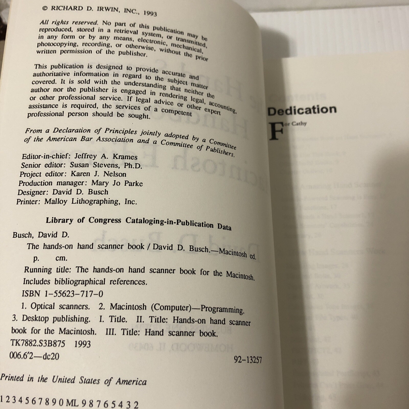 The Hand Scanner Hand Book Macintosh. Edition By David D. Busch