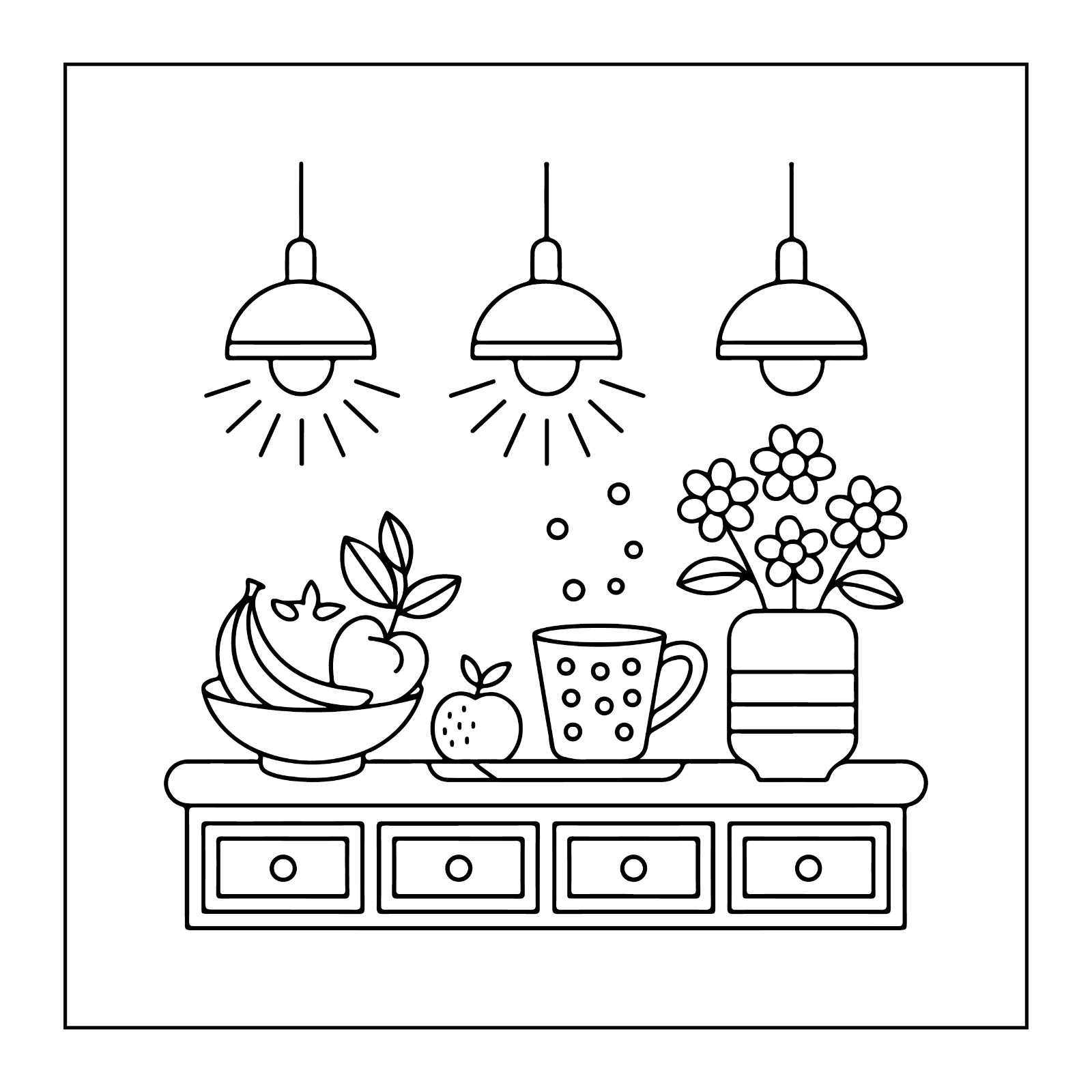 Cozy spaces coloring book
