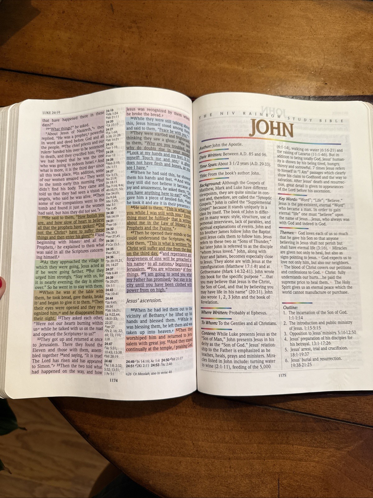 NIV Rainbow Study Bible Color Coded Bold Line 1992 Burgundy RSI Bonded Leather