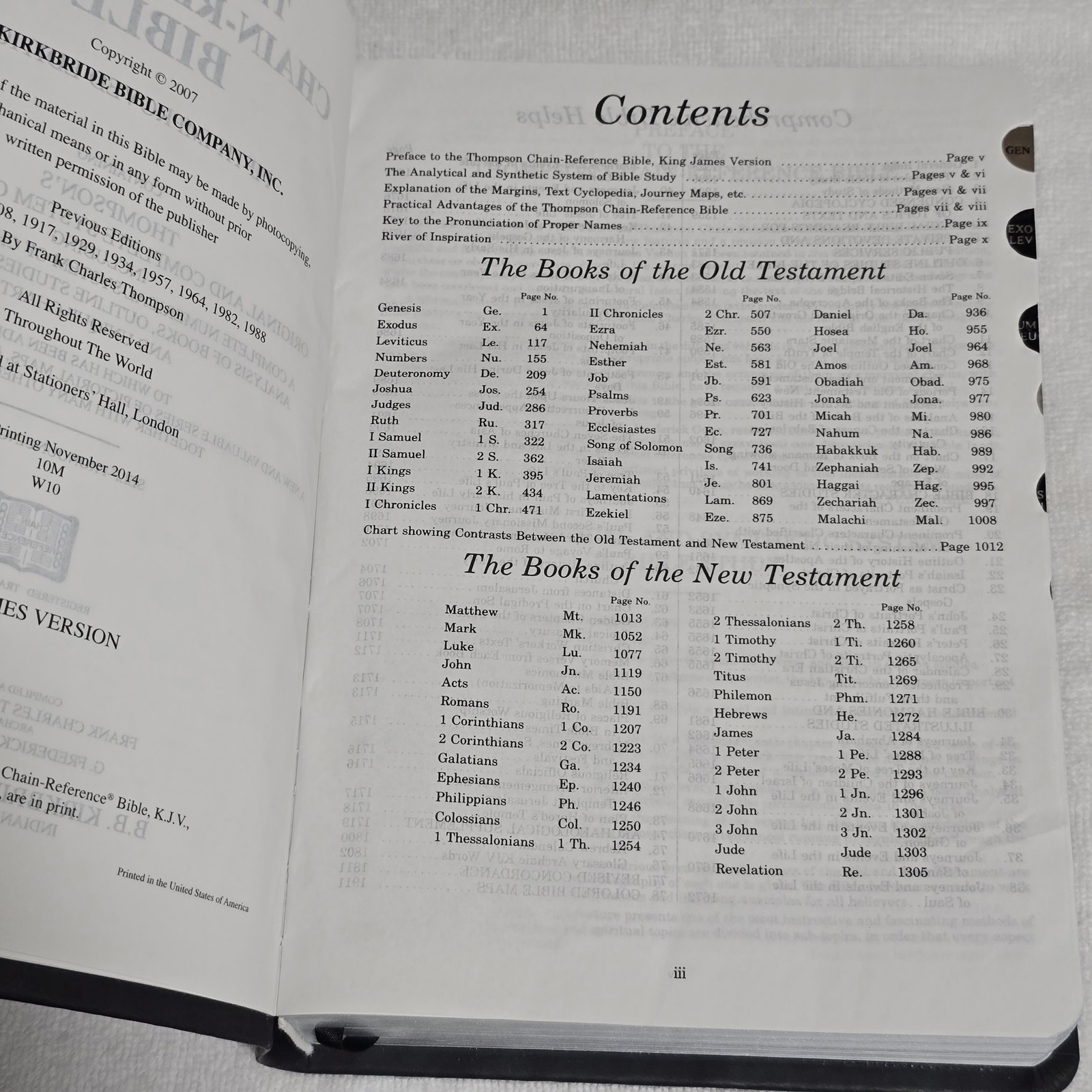 Thompson Chain Reference Bible KJV 5th Improved Ed 2014 Black Kirvella Kirkbride