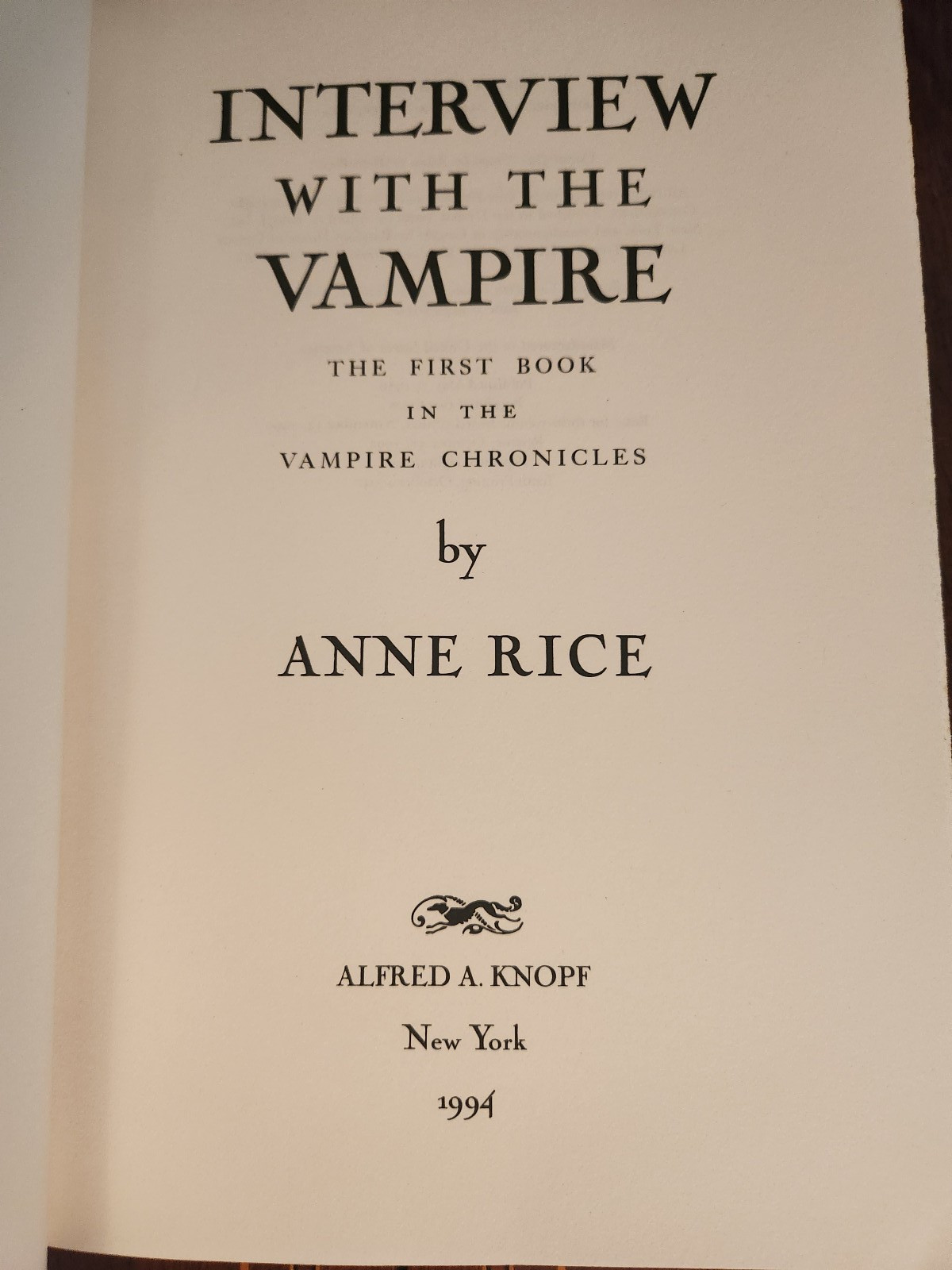 INTERVIEW WITH THE VAMPIRE ANNE RICE 1994 HCDJ ANNIVERSARY EDITION F/NF
