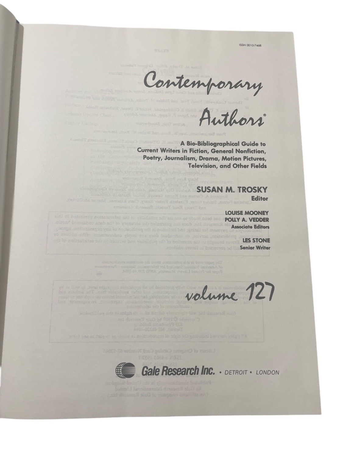 Contemporary Authors Volume 104 Susan M. Trosky 1984 Reference Gale