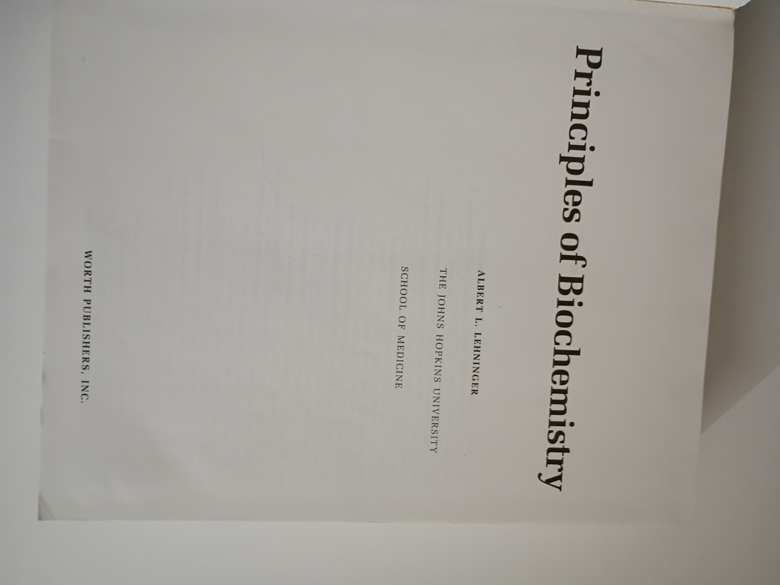 Lehninger Principles of Biochemistry 1982