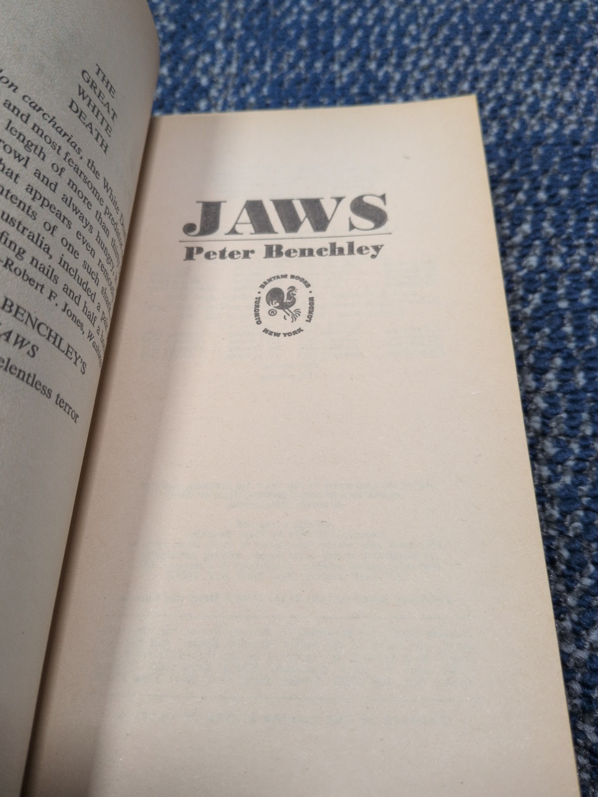 Jaws 1975 Peter Benchley Paperback A Bantam Book