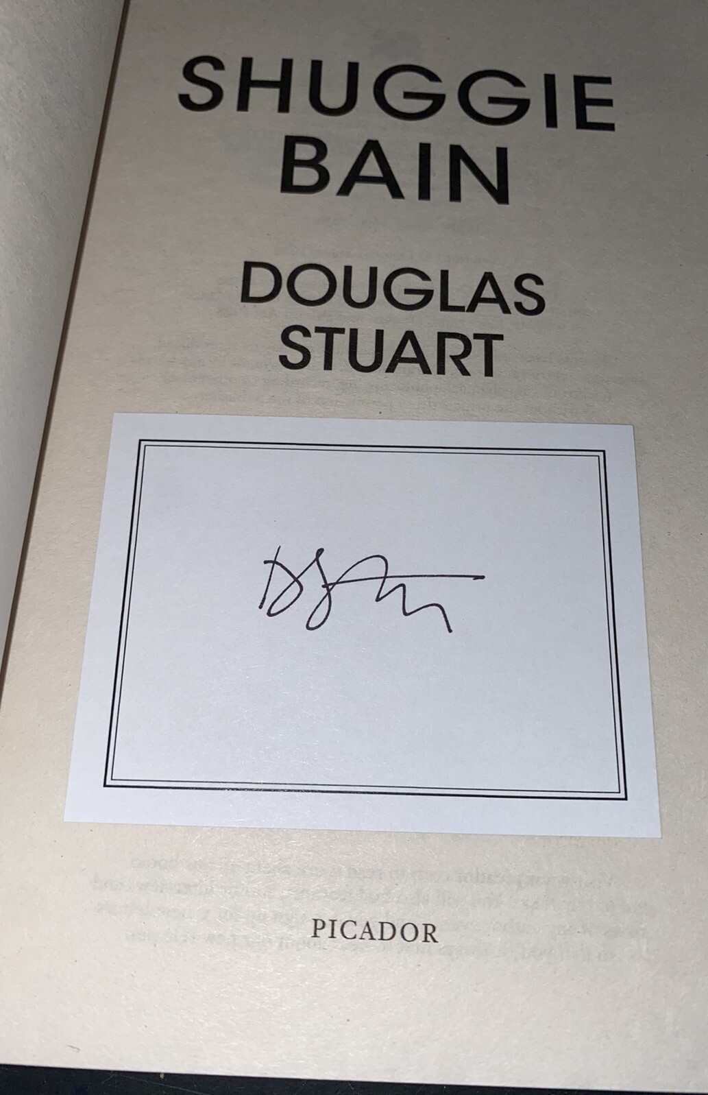 Douglas Stuart signed book Shuggie Bain Paperback