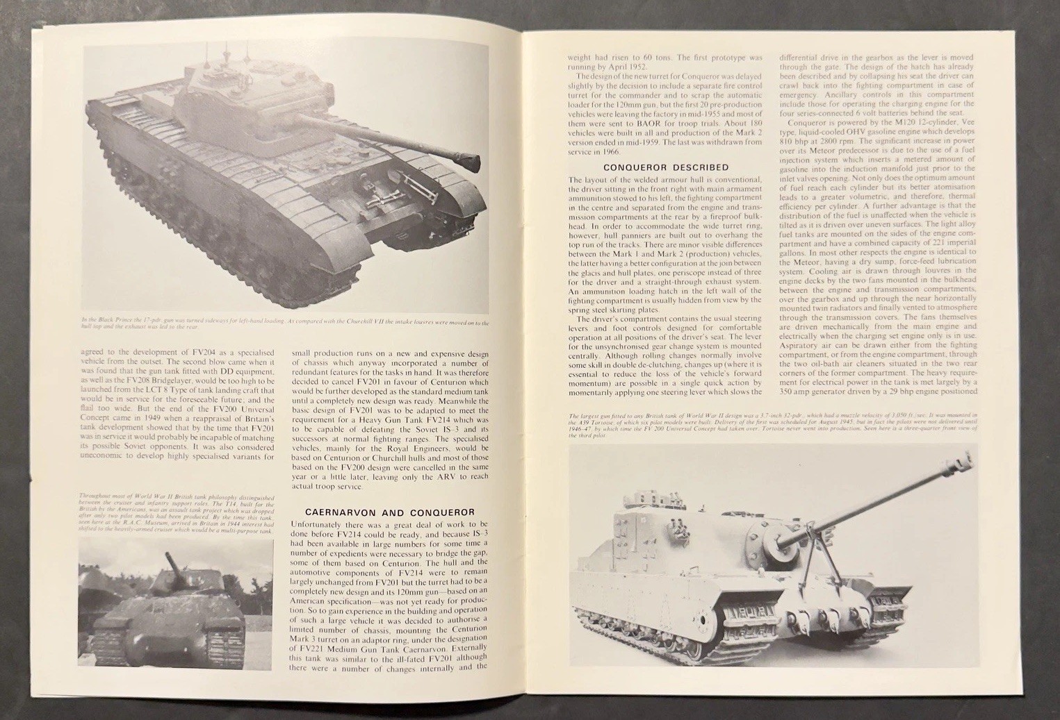 AFV Weapons Profile No. 38 Conqueror Heavy Gun Tank 1972 1st Ed. Reference-Vtg